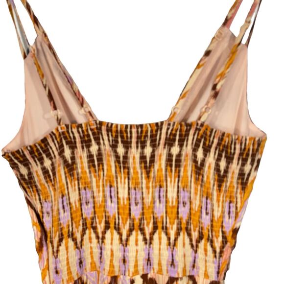 Bar III XX-Small Romper Jumpsuit Wide Leg Keyhole V-Neck Spaghetti Straps Ikat - Picture 7 of 11